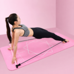 Pilatesstang med elastik til styrke, stabilitet og alsidig hjemmetræning med fodstropper - Billede 2