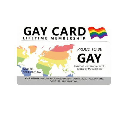 Medlemskort til Gay Pride i kortformat med regnbuedesign og synligt udtryk for stolthed og inklusion