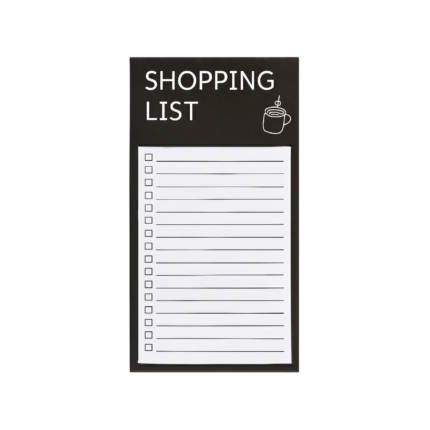 Indkøbsliste tjekliste med afkrydsningsfelter til overskuelig og organiseret indkøbsplanlægning