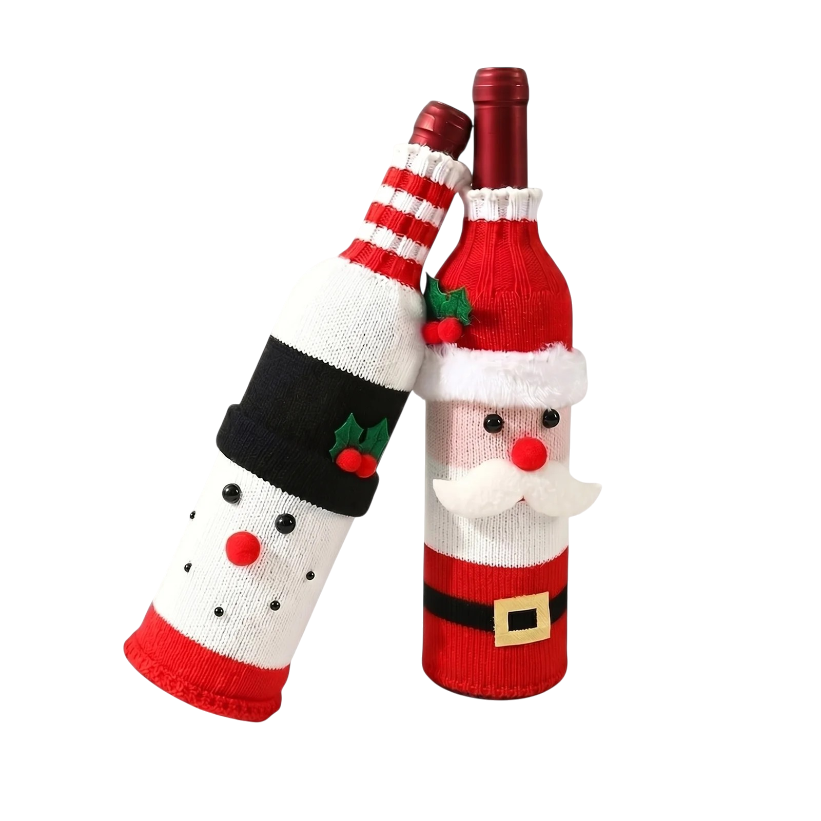 32837_enhanced_background Julevinsflaskebetræk sæt med nisse og snemand til hyggelig og festlig juledekoration - Billede 1