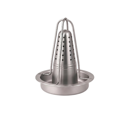 Kyllingestativ i rustfrit stål til jævn tilberedning med opsamlingsbakke og kompakt design