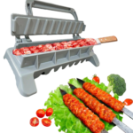 Foldbar form til kebabspyd til jævn formning af kød og ensartede grillspyd hjemme og udendørs