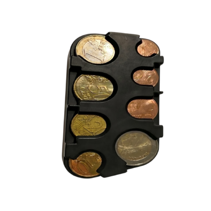 Møntdispenser til euro med hurtig adgang og organiseret opbevaring i kompakt format til daglig brug