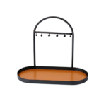 Nøgleholder i sort metal med bakke og kroge til organiseret nøgleopbevaring i entréen