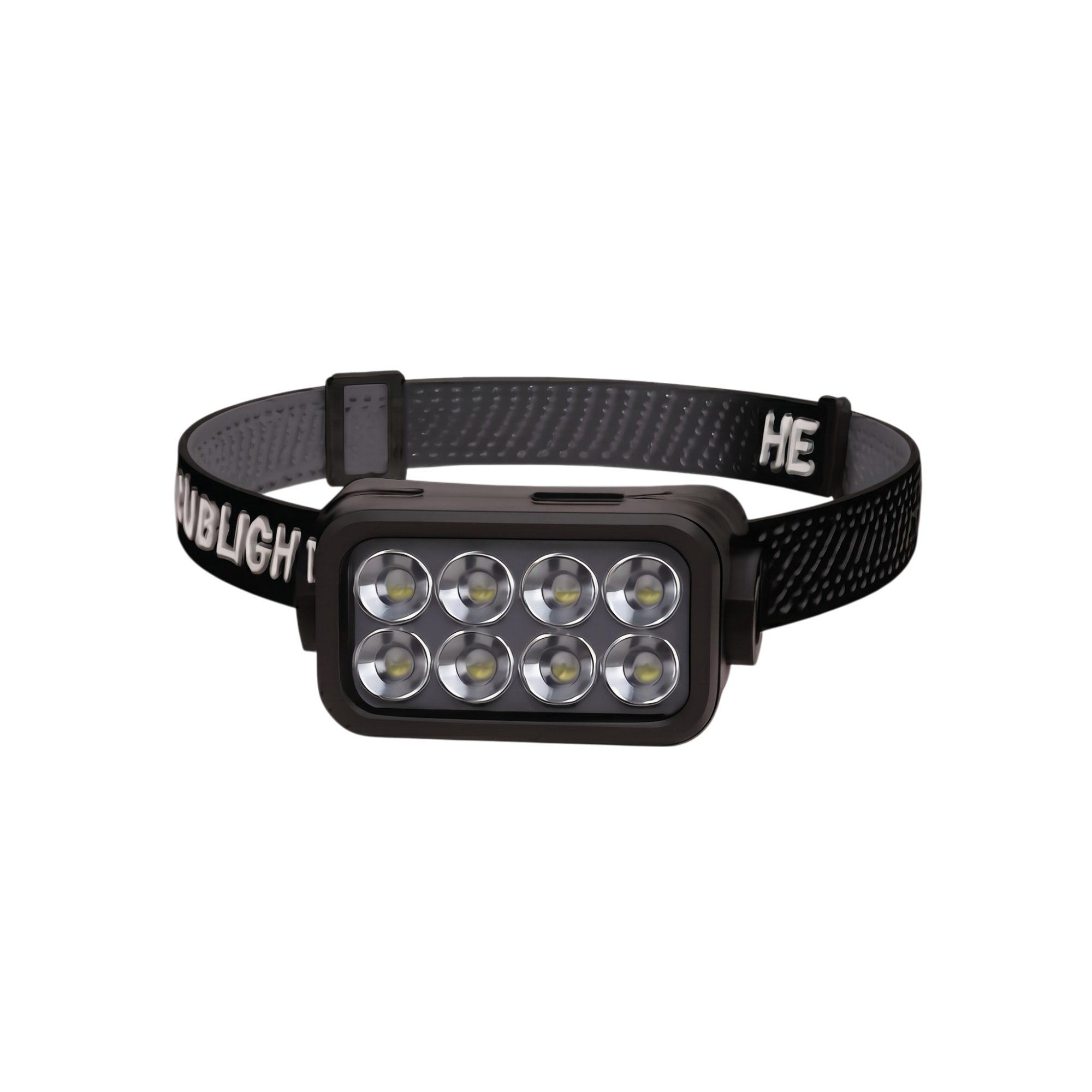 Pandelampe med 8 LED-lys i sort med genopladelig funktion og justerbart pandebånd Pandelampe med 8 LED-lys i sort med genopladelig funktion og justerbart pandebånd