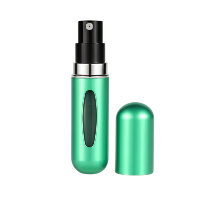 Lomme parfumespray i grøn, sort, blå, rød, sølv, guld og lilla - kompakt og genopfyldelig til farten