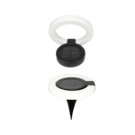 Solcellelamper til haven med moderne ringdesign og roligt lys til stier og uderum