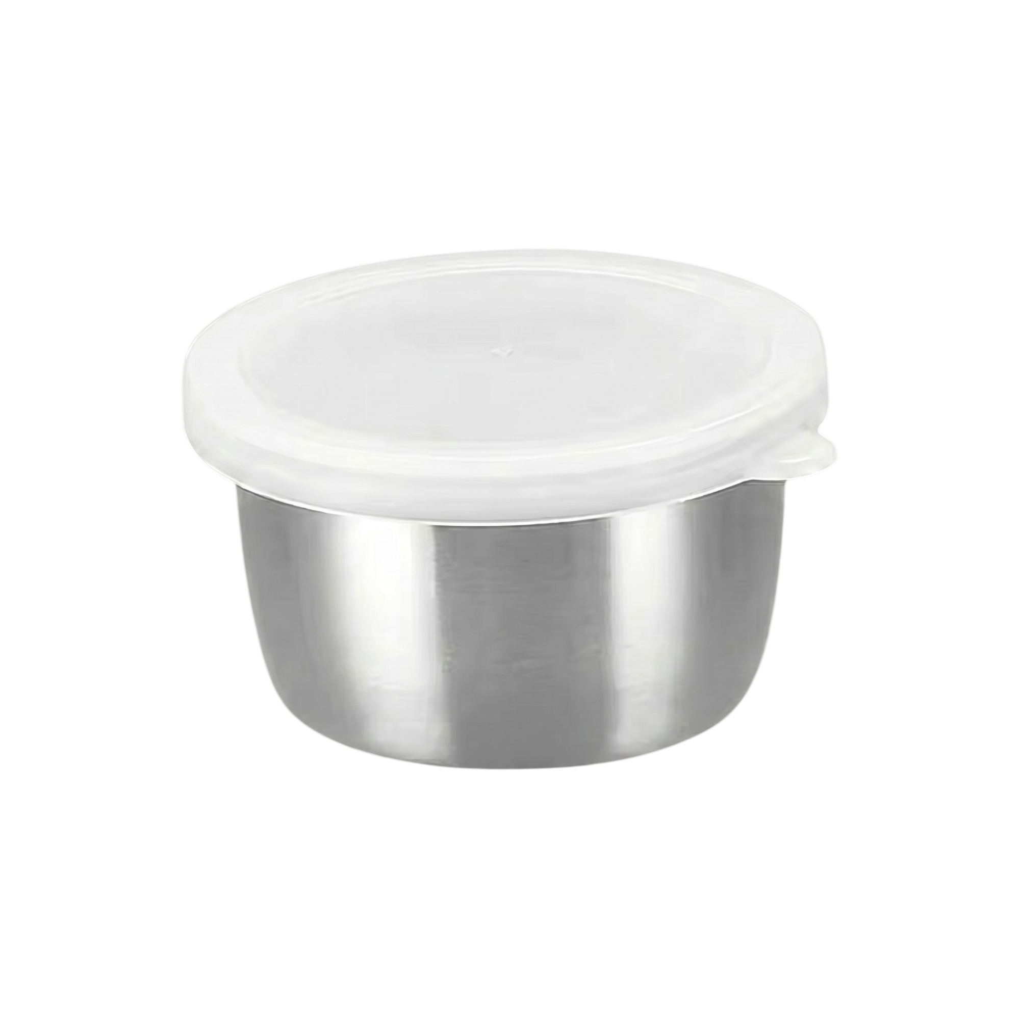 34595_enhanced_background Sovsebæger i rustfrit stål til portionsservering med låg til dressing, sauce og dip ved bordet - Billede 1