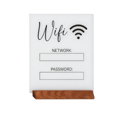 WiFi kodeord tavle til tydelig deling af netværksnavn og adgangskode for gæster i hjem og sommerhus