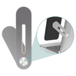 Universel magnetisk mobilholder til laptop med pladsbesparende montering og nem adgang til telefonen