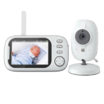Babyalarm med kamera til visuel og lydmæssig overvågning med bærbar monitor og skærm