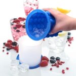 Isspand med låg til opbevaring og servering af isterninger med dekorativ boblestruktur - Billede 2