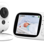 Babyalarm med kamera til visuel og lydmæssig overvågning med bærbar monitor og skærm