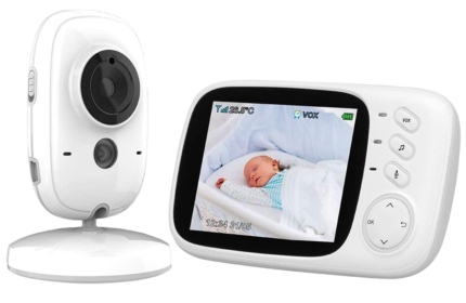 Babyalarm med kamera til visuel og lydmæssig overvågning med bærbar monitor og skærm