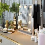 Hollywood spejl med lys til bord med klart spejlbillede og stabil bordfod til makeup og grooming - Billede 3