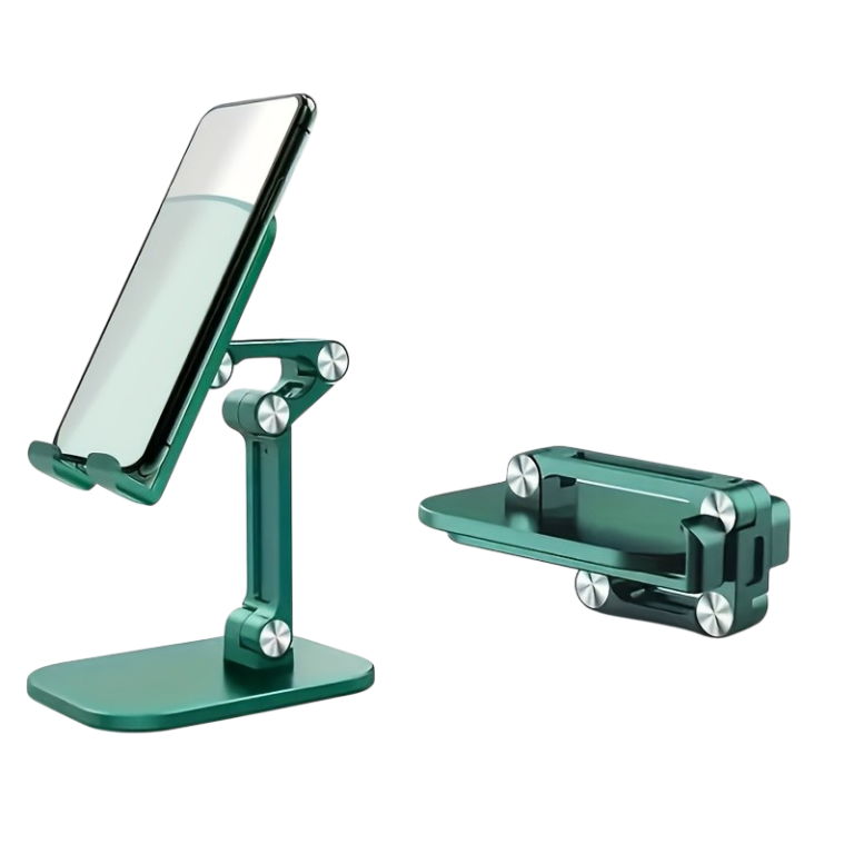 Foldbar mobil- og tabletholder med justerbar højde og vinkel til bord