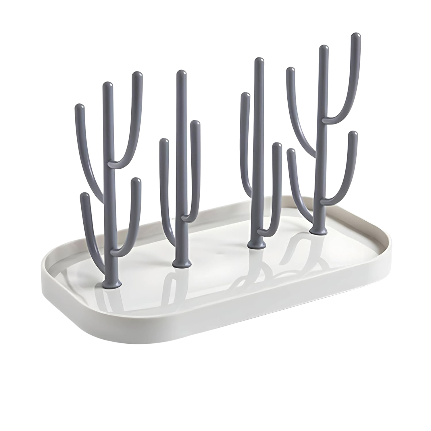 Bottle drying rack with upright branches and tray for organized and hygienic drying of bottles Flasketørrestativ med opretstående grene og bakke til organiseret og hygiejnisk tørring af flasker kr.150.00