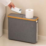 Fritstående Toiletpapirholder i nordisk design med Bambuslåg og Rum - Billede 3