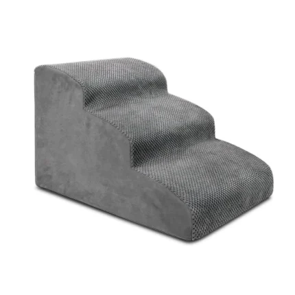 Hundetrappe til sofa og seng i grå, blå, brun, sort og sandfarvet med bløde trin og stabil støtte