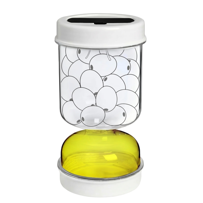 Pickle glass with strainer insert and reversible design for separating contents and pickle when serving
