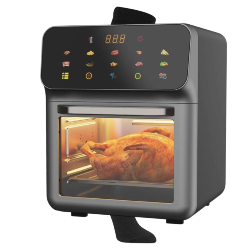 Digital airfryer ovn med touchpanel og glasdør til jævn tilberedning på køkkenbordet derhjemme