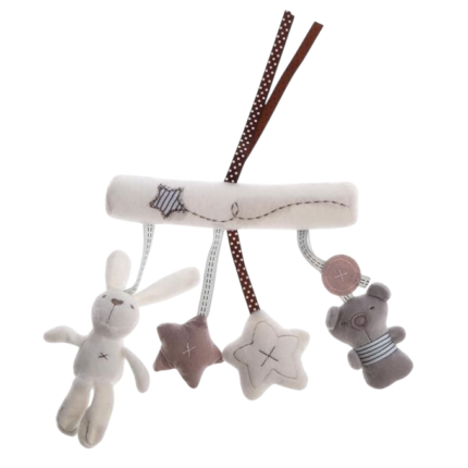 Uro til barnevogn med bløde figurer og visuel stimulering til baby på tur og under hvile