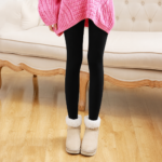Leggings med foer til varme og komfort med høj talje og tætsiddende pasform til kolde dage - Billede 2