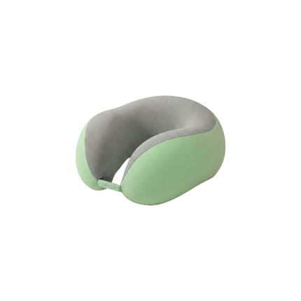 Ergonomisk nakkepude i dobbelt grå, frugtgrøn og beige med blød nakkestøtte og kompakt U-form