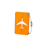 Rejsemærke til bagage i mørkeblå, lilla, orange, rød og sort med flymotiv og sikker fastgørelse - Billede 3