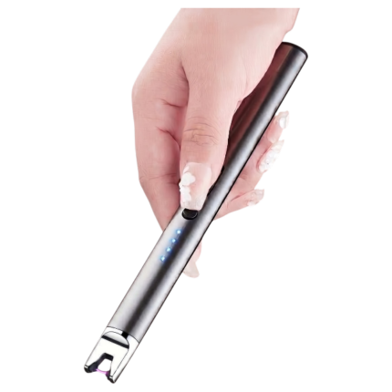 USB genopladelig lighter i sort, rød, blå, guld og sølv med LED-indikator og vindtæt design