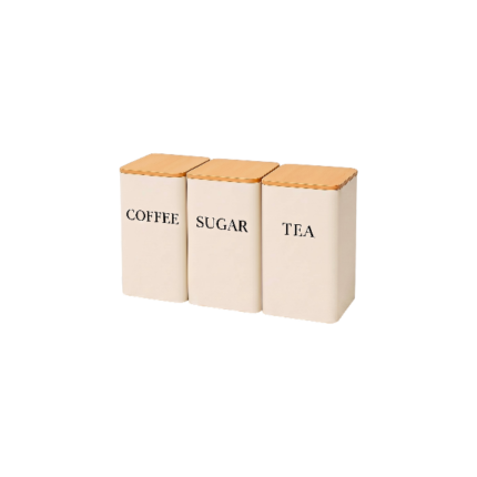 Opbevaringsbeholdere til kaffe, sukker og te med låg til overskuelig køkkenopbevaring og stilrent udtryk