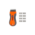 Glasskraber med ergonomisk håndtag i orange eller gul til glasrensning med udskiftelige blade - Billede 2