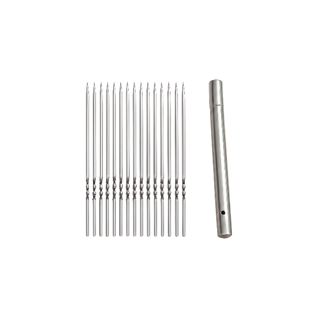 f978d3af-9141-403e-9c3c-64c33515ea5f.9876c762d823d8cd1bf5c728a459926d (3) (60) Grillspyd i rustfrit stål med 15 spyd og praktisk opbevaringsrør til grill og madlavning - Billede 1