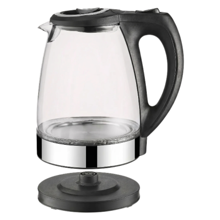 Glas elkedel 1,7 liter med gennemsigtigt design og målangivelse til hurtig opvarmning af vand