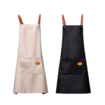 with adjustable straps and front pockets for kitchen and serving