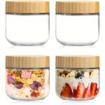Overnight oats glas på 300 ml med bambuslåg til yoghurt og madopbevaring