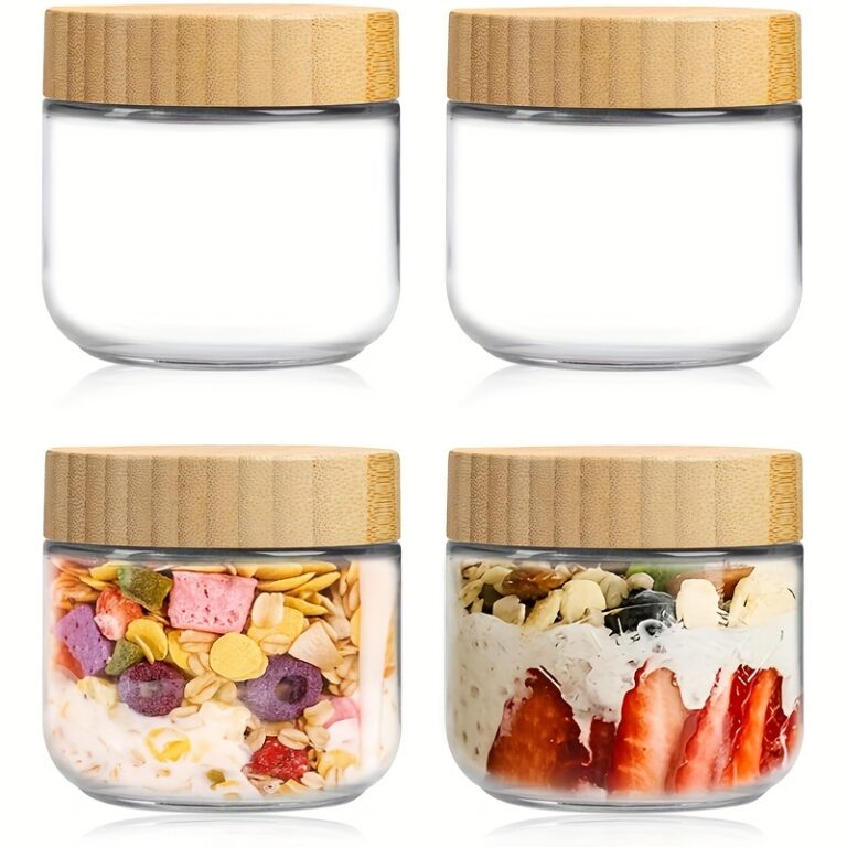 Overnight oats glas på 300 ml med bambuslåg til yoghurt og madopbevaring