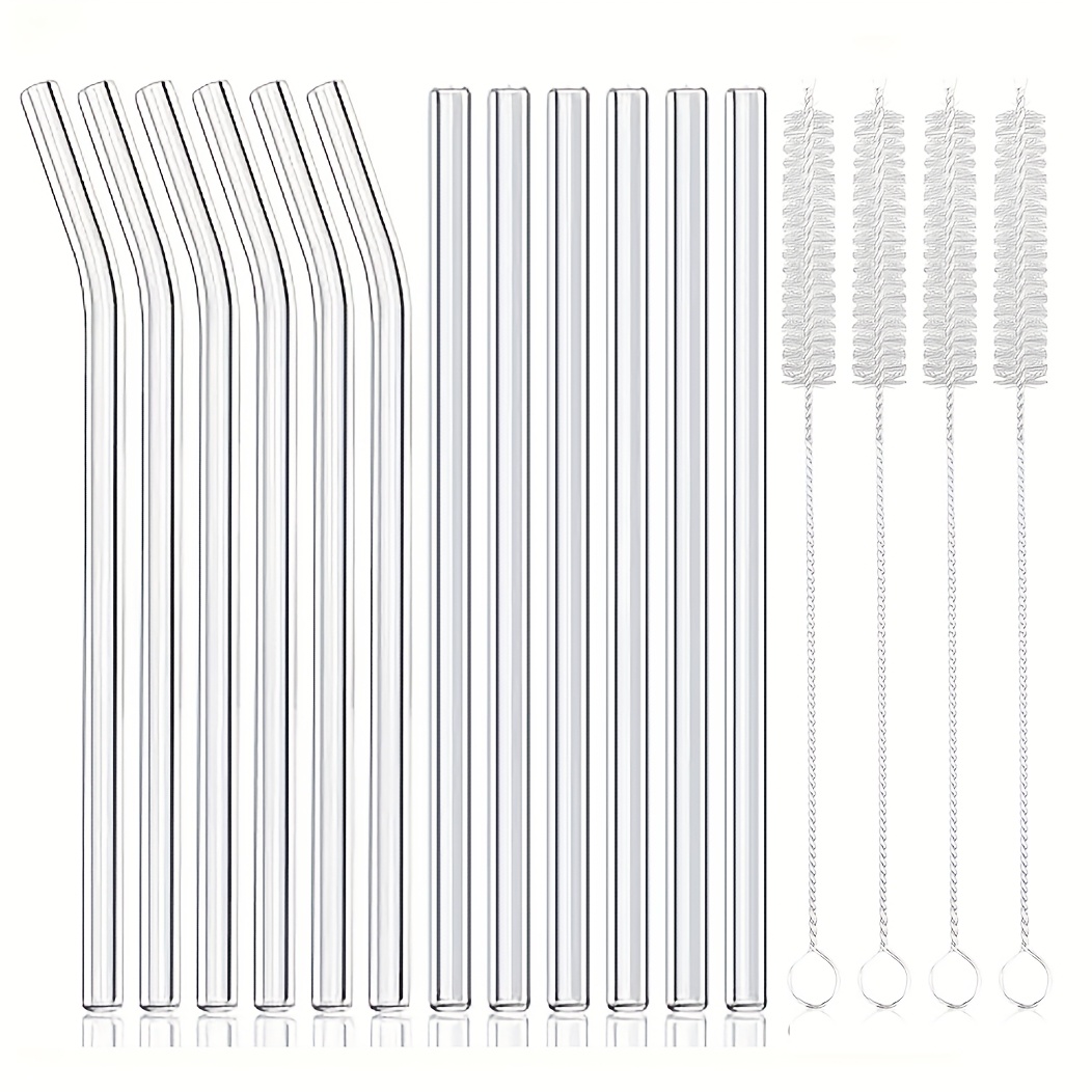 0c6683b9-739f-4fdf-9417-f8f518d86836.jpg Sæt med 12 genanvendelige glassugerør og 4 rensebørster, 21,5 cm