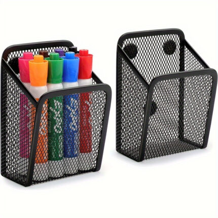 Magnetisk penneholder i rustfrit stål med mesh til whiteboard og køleskab