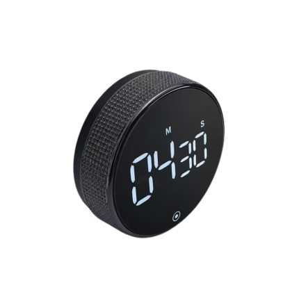 Magnetisk digital køkkentimer med stort LED-display, drejeknap og nedtælling