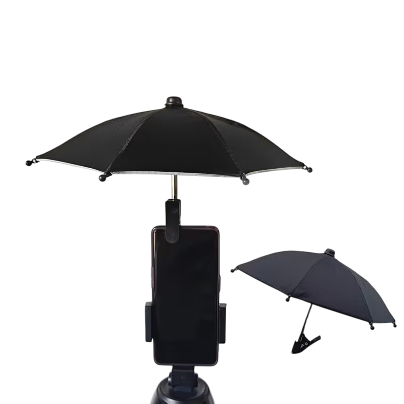 270c35bb-c8fa-4fdd-bb24-274313668408 Telefonparasol med clip og fleksibel arm til skygge over mobiltelefon ved udendørs brug