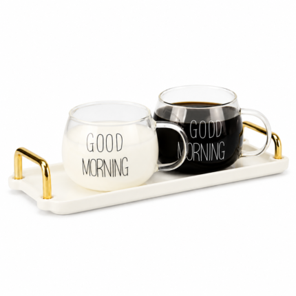 Morgenmadskrus i glas med hank og tekst – 2 stk.