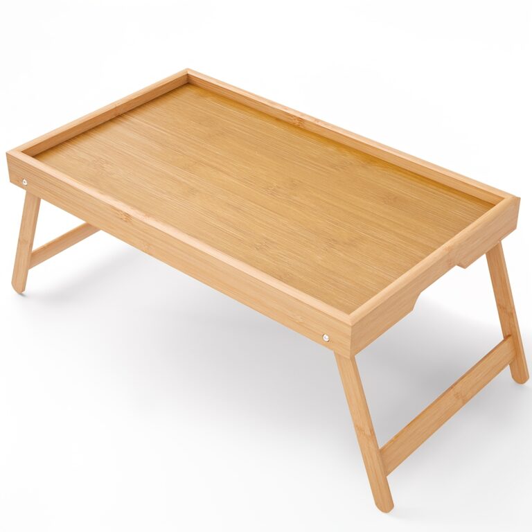 Foldbart laptopbord i bambus med bakke og sammenklappelige ben