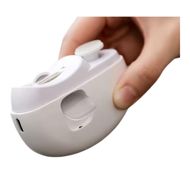 2-i-1 elektrisk negleklipper med poleringshoved, LED-lys og USB-C-opladning