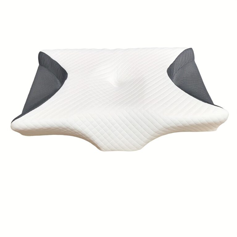 CPAP-pude i memory foam med nakkestøtte og udskæringer til maske