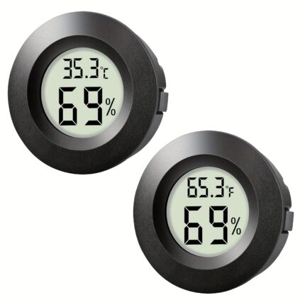 To mini hygrometre og termometre med LCD-display til måling af temperatur og luftfugtighed