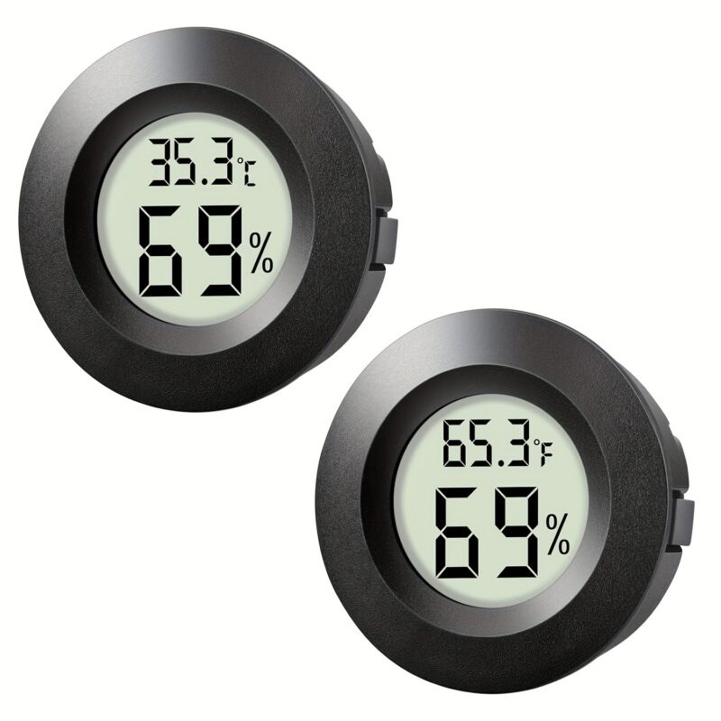 To mini hygrometre og termometre med LCD-display til måling af temperatur og luftfugtighed