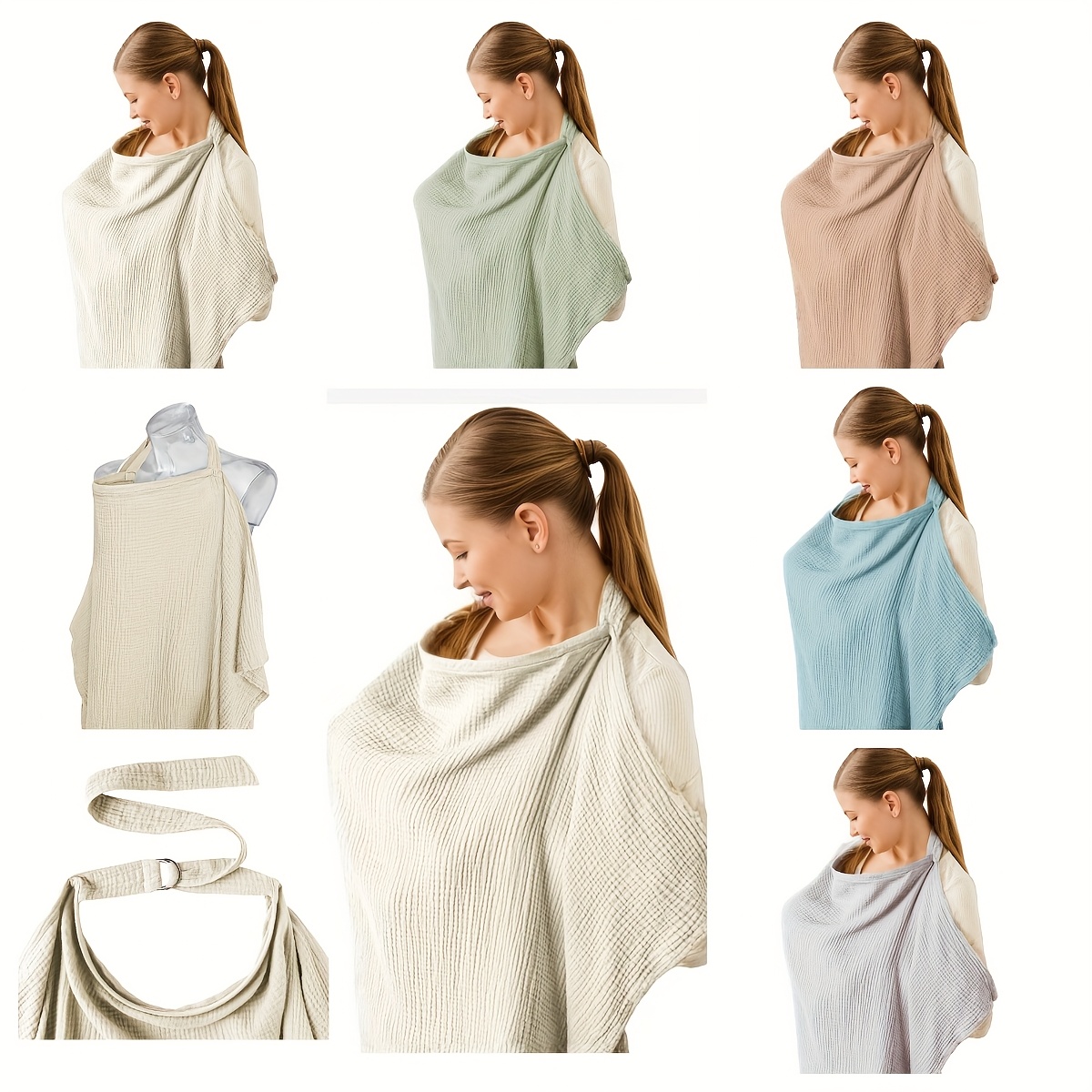 a4b12f4b-c720-45e6-aceb-478c2ecedcce.jpg Multifunktionelt ammecover med åndbart strik, bred halsåbning og ponchoformet design