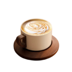 Keramisk kaffekop på 250 ml med rund træunderkop til kaffe, latte og te