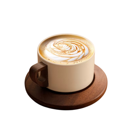 Keramisk kaffekop på 250 ml med rund træunderkop til kaffe, latte og te